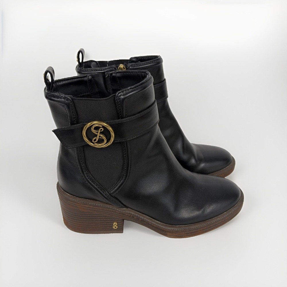 Sam & Libby Womens Black Boots 9.5 EU 39.5 Ankle Booties EUC